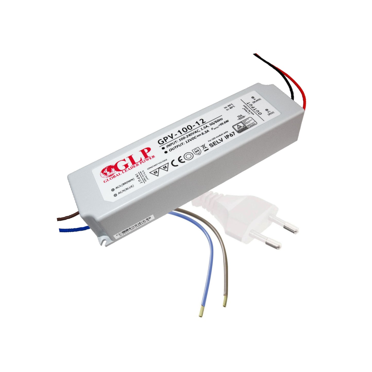 Set - LED-Netzteil GLP 12V 100 W für LED-Streifen