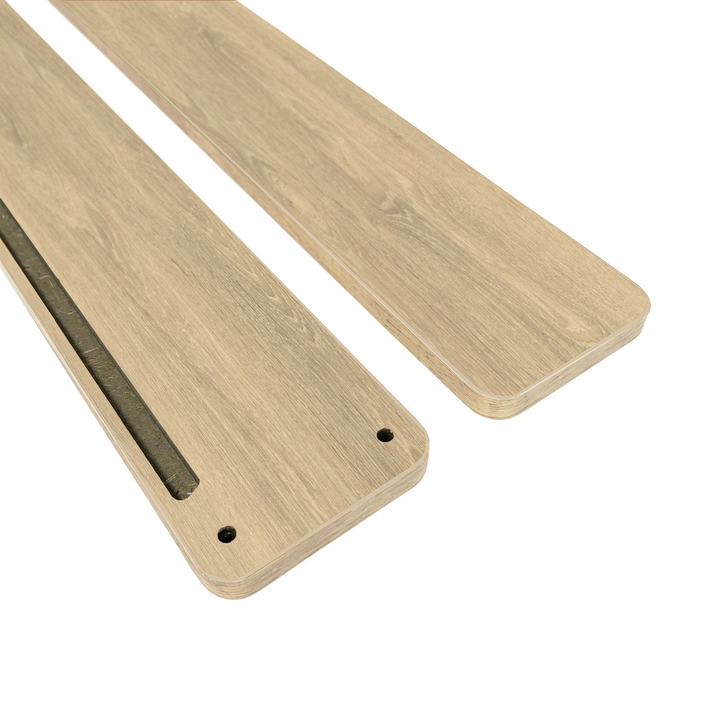 Wand-Sockelleiste mit Stellstufenabdeckung, 2 in 1 mit ABS Kante, Kalkeiche