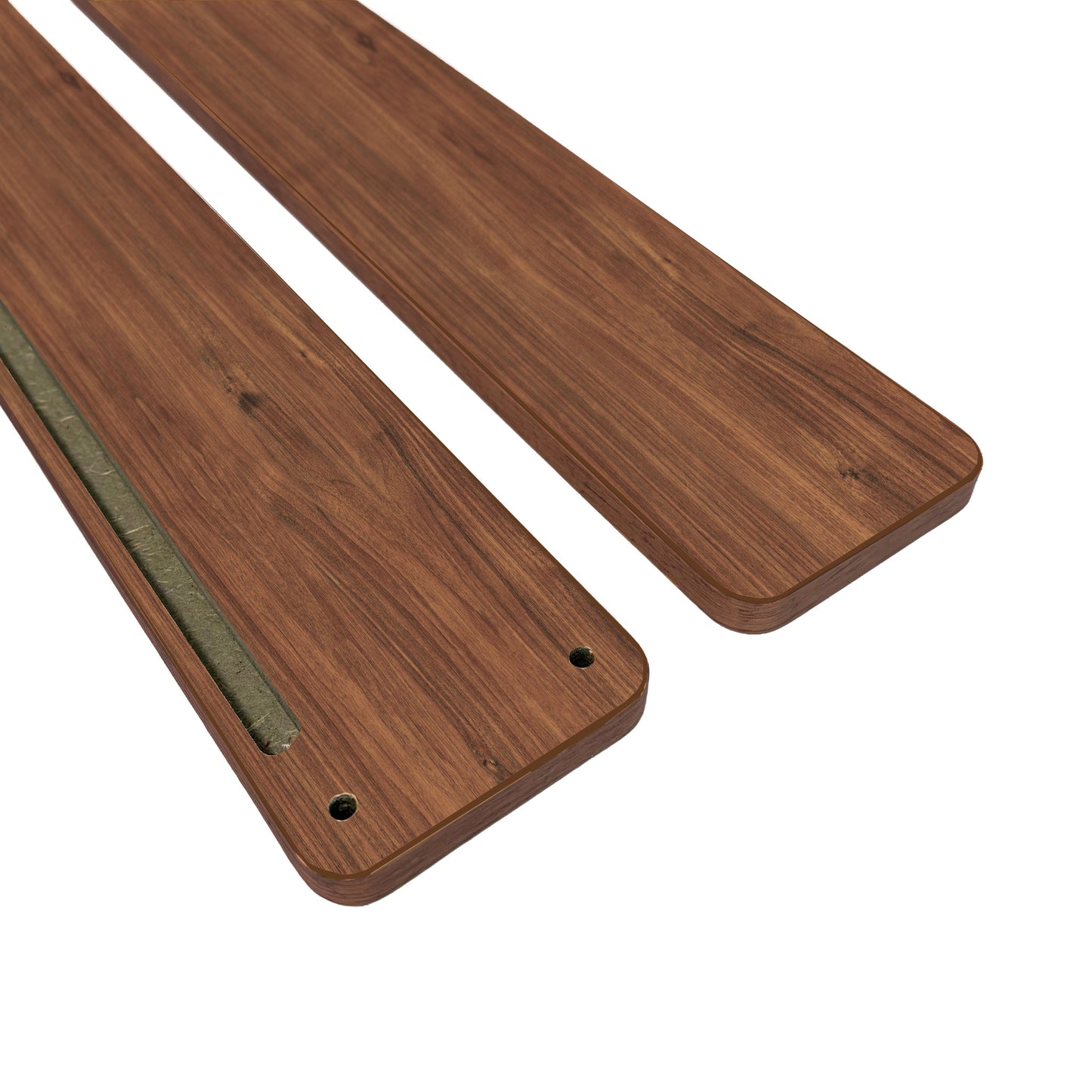 Wand-Sockelleiste mit Stellstufenabdeckung, 2 in 1 mit ABS Kante, Walnuss